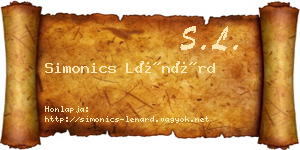 Simonics Lénárd névjegykártya
